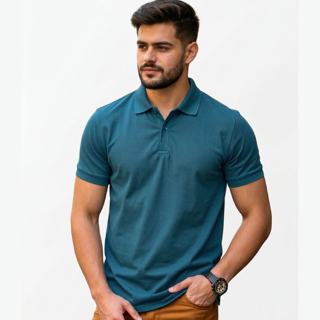 Teal Blue Poly Cotton Fabric 240 GSM – Premium Thick Durable Apparel Material