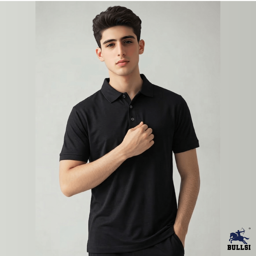 Bullsi Bamboo Cotton 200 GSM Black T-Shirt – Comfortable & Eco-Friendly Fabric